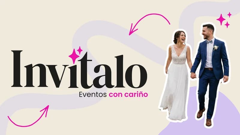 Logo de Invítalo, plataforma chilena para organizar eventos y matrimonios, con el lema “Eventos con cariño”.