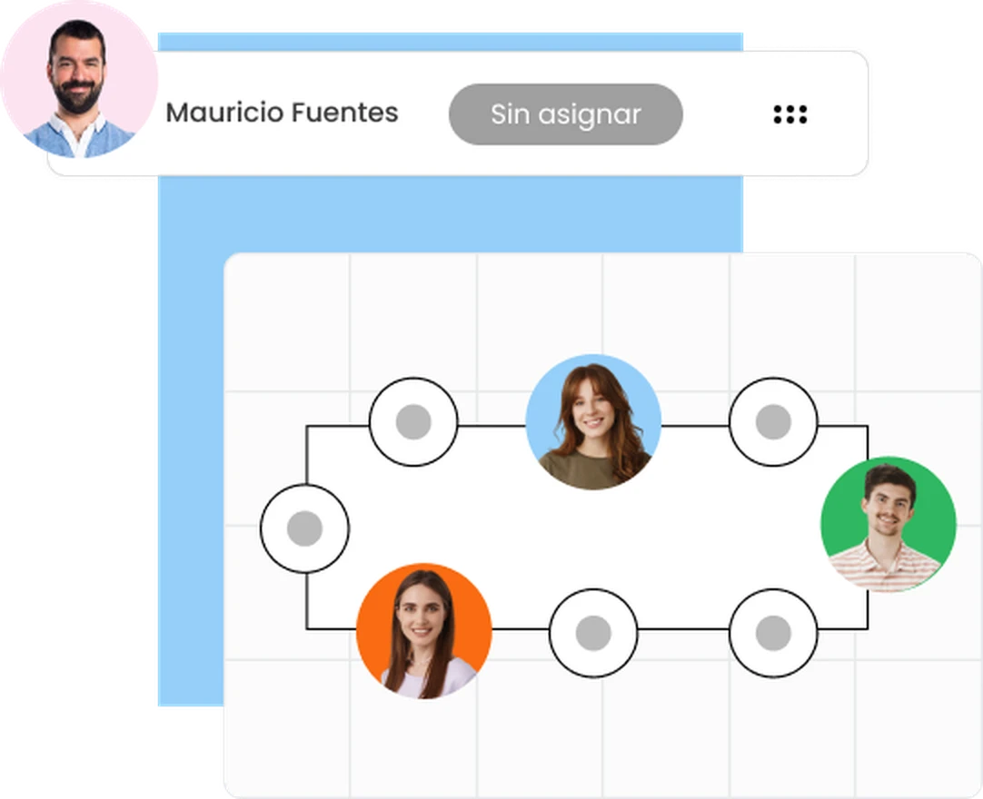 Planificador de mesas con los invitados distribuidos por mesa