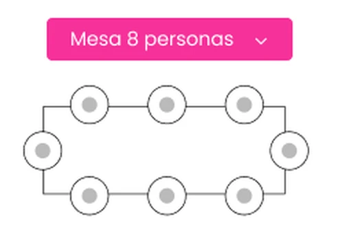 Plano del salón con mesas y su capacidad de personas