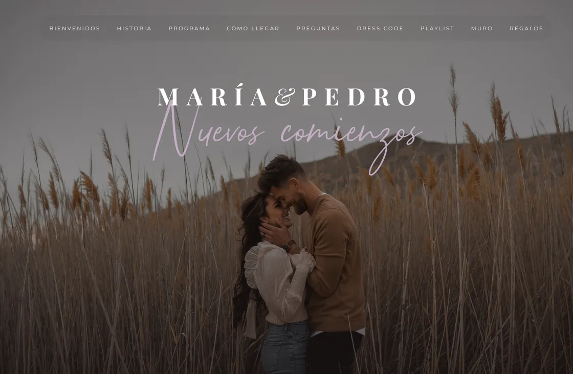 Invitación web de matrimonio de María y Pedro